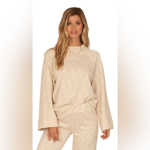 NWT Amuse Society Sz M Cream Out of Office Long Sleeve Knit Pullover Sweater - Picture 1 of 8